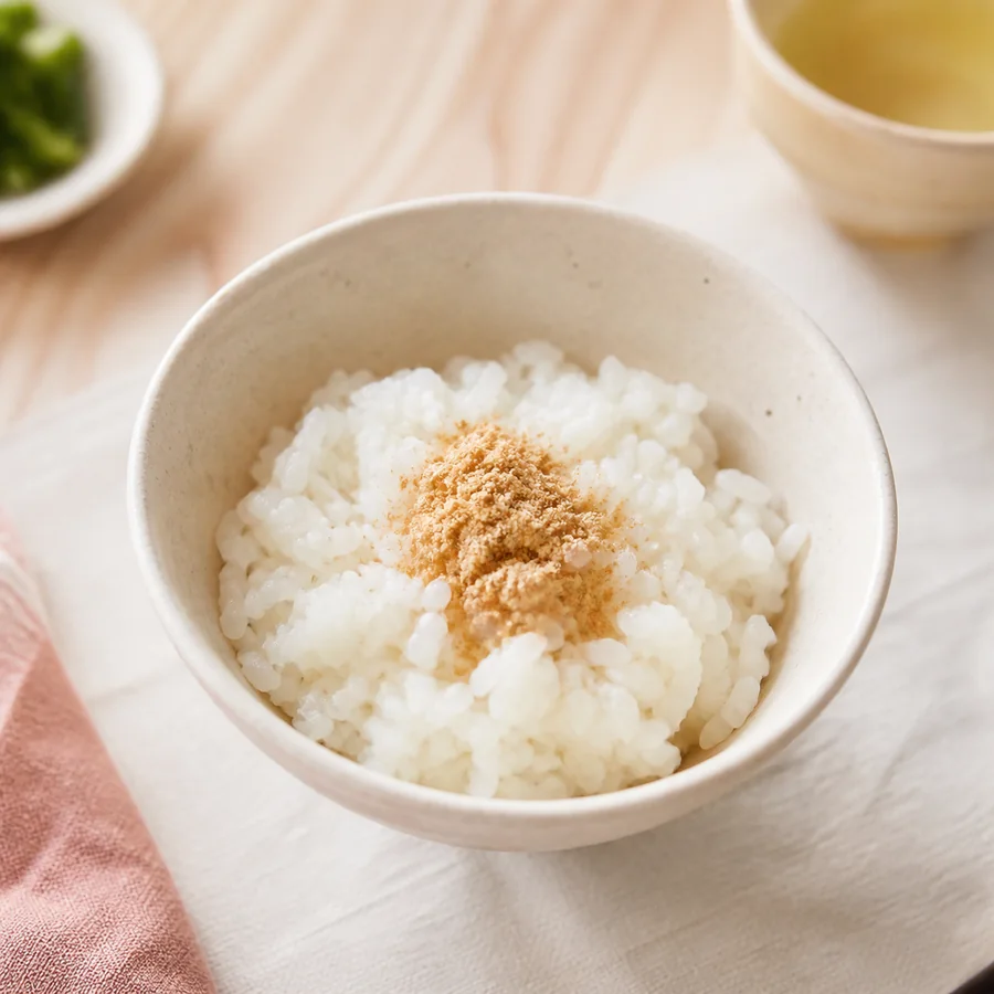 ごはんにマカ顆粒を加えた食べ方の例